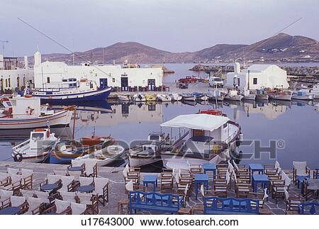 Paros, Greek Islands, Naoussa, Cyclades, Greece, Europe, Waterfront on Naoussa Harbor on Paros Island on the Aegean Sea. View Large Photo Image Stock Image - Paros, Greek Islands, Naoussa, Cyclades, Greece, Europe, Waterfront on Naoussa Harbor on Paros Island on the Aegean Sea.. Fotosearch