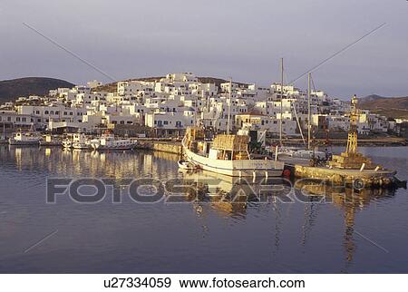 Paros, Greek Islands, Naoussa, Cyclades, Greece, Europe, Fishing boats docked in Naoussa Harbor on Paros Island on the Aegean Sea. View Large Photo Image Stock Photo - Paros, Greek Islands, Naoussa, Cyclades, Greece, Europe, Fishing boats docked in Naoussa Harbor on Paros Island on the Aegean Sea.. Fotosearch