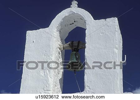 Paros, Greek Islands, Parikia, Cyclades, Greece, Europe, Bell tower on a whitewashed chapel in the town of Parikia on Paros Island on the Aegean Sea. View Large Photo Image Stock Image - Paros, Greek Islands, Parikia, Cyclades, Greece, Europe, Bell tower on a whitewashed chapel in the town of Parikia on Paros Island on the Aegean Sea.. Fotosearch