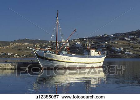 Paros, Greek Islands, Parikia, Cyclades, Greece, Europe, Fishing boats docked in the harbor of Parikia on Paros Island on the Aegean Sea. View Large Photo Image Stock Photo - Paros, Greek Islands, Parikia, Cyclades, Greece, Europe, Fishing boats docked in the harbor of Parikia on Paros Island on the Aegean Sea.. Fotosearch