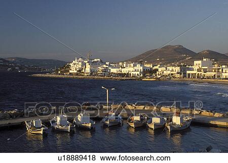 Paros, Greek Islands, Parikia, Cyclades, Greece, Europe, Fishing boats docked in the harbor of Parikia on Paros Island on the Aegean Sea. View Large Photo Image Stock Photo - Paros, Greek Islands, Parikia, Cyclades, Greece, Europe, Fishing boats docked in the harbor of Parikia on Paros Island on the Aegean Sea.. Fotosearch