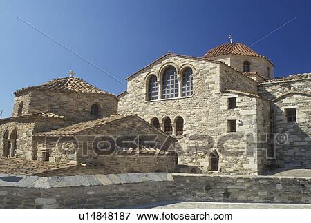 Paros, monastery, Greek Islands, Parikia, Cyclades, Greece, Europe, The Panagia Ekatontapyliani Church in Parikia on Paros Island on the Aegean Sea. View Large Photo Image Stock Photo - Paros, monastery, Greek Islands, Parikia, Cyclades, Greece, Europe, The Panagia Ekatontapyliani Church in Parikia on Paros Island on the Aegean Sea.. Fotosearch