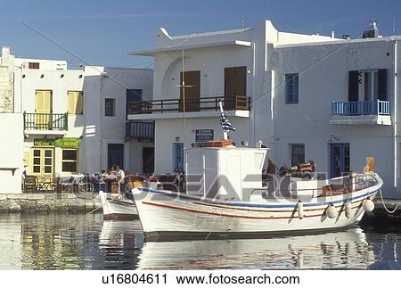 Paros, Naoussa, Greece, Greek Islands, Cyclades, Europe, Fishing boats docked in Naoussa Harbor on Paros Island on the Aegean Sea. View Large Photo Image Stock Image - Paros, Naoussa, Greece, Greek Islands, Cyclades, Europe, Fishing boats docked in Naoussa Harbor on Paros Island on the Aegean Sea.. Fotosearch