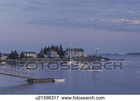 Stock Photo -  Pemaquid Harbor, ME, Maine, Pemaquid Area, Scenic view of Pemaquid Harbor.. Fotosearch