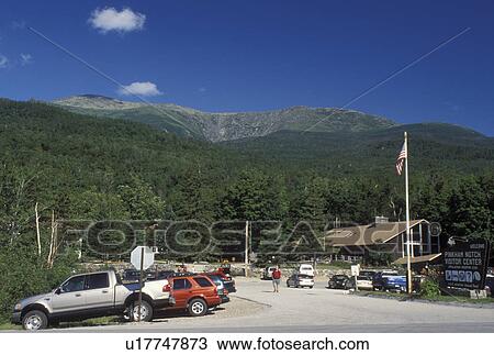 Stock Image -  Pinkham Notch, NH, New Hampshire, Mount Washington, White Mountain National Forest, Pinkham Notch Visitor Center in the White Mountain Nat'l Forest.. Fotosearch