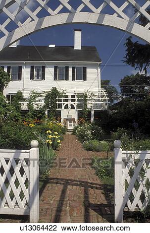 Stock Image -  Portsmouth, New Hampshire, NH, Nutter House, Thomas Bailey Aldrich Boyhood Home at Strawberry Banke Museum in Portsmouth. . Fotosearch