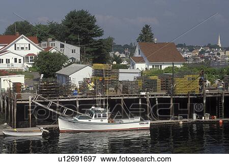 Portsmouth, NH, New Hampshire, Lobster boat docked along the Piscataqua River in Portsmouth. View Large Photo Image Stock Photo - Portsmouth, NH, New Hampshire, Lobster boat docked along the Piscataqua River in Portsmouth.. Fotosearch
