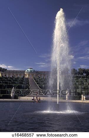 Potsdam, Germany, Brandenburg, Europe, Fountain on the grounds of Schloss Sanssouci View Large Photo Image Stock Photo - Potsdam, Germany, Brandenburg, Europe, Fountain on the grounds of Schloss Sanssouci. Fotosearch