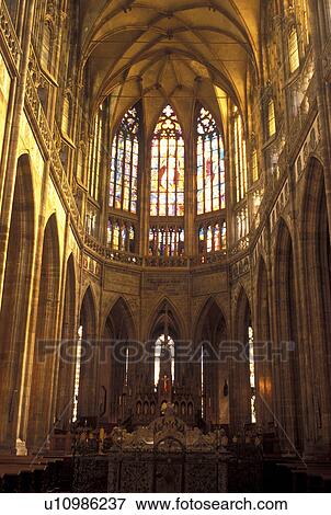 Prague Castle, Prague, church, Czech Republic, Praha, Central Bohemia, Europe, Interior of St. Vitus Cathedral at Prague Castle. View Large Photo Image Stock Photo - Prague Castle, Prague, church, Czech Republic, Praha, Central Bohemia, Europe, Interior of St. Vitus Cathedral at Prague Castle.. Fotosearch