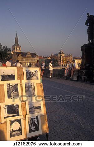 Prague, Charles Bridge, Czech Republic, Praha, Central Bohemia, Artwork displayed on Charles Bridge. View Large Photo Image Stock Photograph - Prague, Charles Bridge, Czech Republic, Praha, Central Bohemia, Artwork displayed on Charles Bridge.. Fotosearch