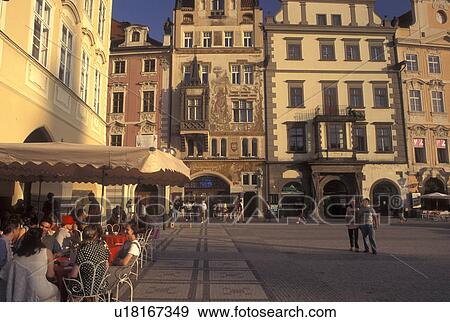Prague, Czech Republic, Praha, Central Bohemia, Outdoor cafT in Old Town Square in the city of Prague. View Large Photo Image Stock Photo - Prague, Czech Republic, Praha, Central Bohemia, Outdoor cafT in Old Town Square in the city of Prague.. Fotosearch