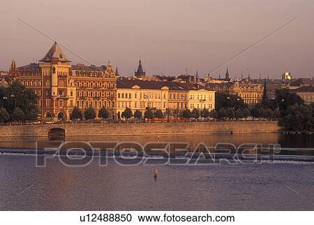 Stock Image -  Prague, Vltava River, Czech Republic, Praha, Central Bohemia. Fotosearch