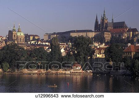 Prague, Vltava River, Czech Republic, Praha, Central Bohemia, Prague Castle along the Vltava River. View Large Photo Image Stock Image - Prague, Vltava River, Czech Republic, Praha, Central Bohemia, Prague Castle along the Vltava River.. Fotosearch