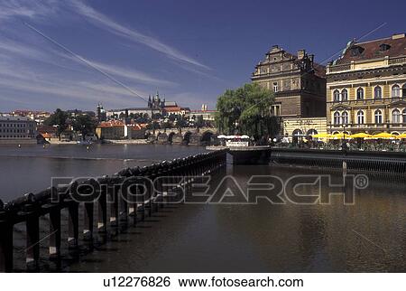 Stock Photograph -  Prague, Vltava River, Czech Republic, Praha, Central Bohemia. Fotosearch