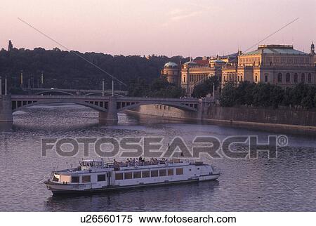 Prague, Vltava River, Czech Republic, Praha, Central Bohemia, Excursion boat on the Vltava River. View Large Photo Image Stock Photography - Prague, Vltava River, Czech Republic, Praha, Central Bohemia, Excursion boat on the Vltava River.. Fotosearch