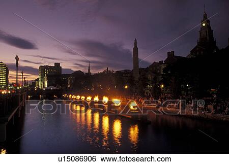 Providence, RI, Rhode Island, Waterfire Providence along Providence River in downtown Providence at night. View Large Photo Image Stock Photograph - Providence, RI, Rhode Island, Waterfire Providence along Providence River in downtown Providence at night.. Fotosearch