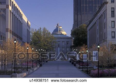 Stock Image -  Raleigh, NC, State Capitol, State House, North Carolina, Bicentennial Plaza at the North Carolina State Capitol in Raleigh.. Fotosearch