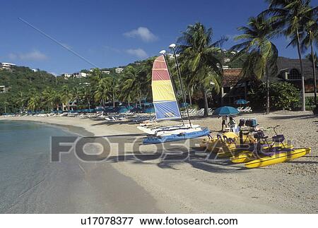 Stock Photo -  resort, St. John, U. S. Virgin Islands, Caribbean, USVI, The beach at the Westin Resort on Saint John Island.. Fotosearch