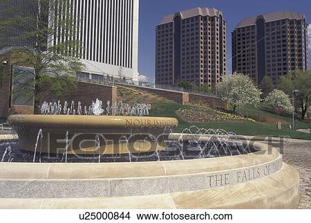 Picture -  Richmond, VA, Virginia, The Falls of the James Fountain in downtown Richmond.. Fotosearch