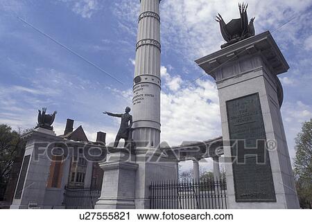 Stock Image -  Richmond, Virginia, VA, Jefferson Davis Monument on Historic Monument Avenue in Richmond.. Fotosearch