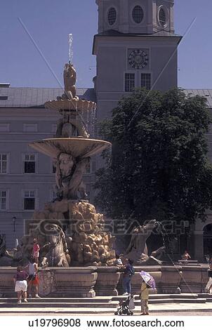 Salzburg, Austria, Residenz Fountain in Residenz Platz in the city of Salzburg View Large Photo Image Stock Photo - Salzburg, Austria, Residenz Fountain in Residenz Platz in the city of Salzburg . Fotosearch