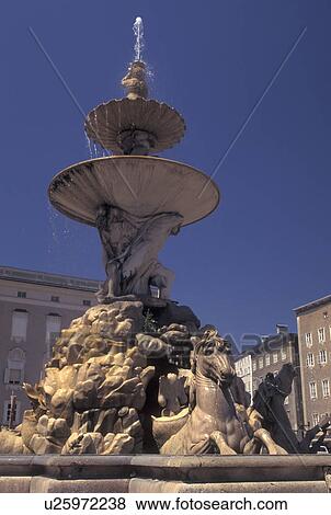 Salzburg, Austria, Residenz Fountain in Residenz Platz in the city of Salzburg View Large Photo Image Stock Photo - Salzburg, Austria, Residenz Fountain in Residenz Platz in the city of Salzburg . Fotosearch