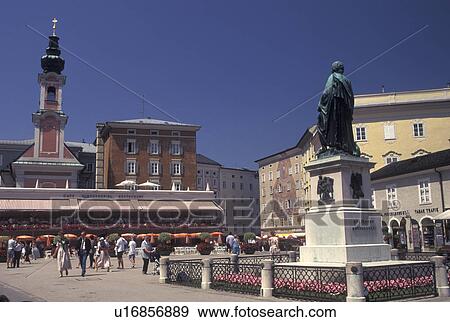 Salzburg, Austria, Statue of Mozart in Mozartplatz in the city of Salzburg View Large Photo Image Stock Photo - Salzburg, Austria, Statue of Mozart in Mozartplatz in the city of Salzburg . Fotosearch