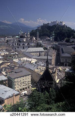 Stock Image -  Salzburg, Austria, View of the city of Salzburg . Fotosearch