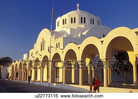 Santorini, Greek Islands, Fira, Cyclades, Greece, Europe, Greek Orthodox Church in the village of Fira on Santorini Island on the Aegean Sea. View Large Photo Image Stock Photograph - Santorini, Greek Islands, Fira, Cyclades, Greece, Europe, Greek Orthodox Church in the village of Fira on Santorini Island on the Aegean Sea. . Fotosearch