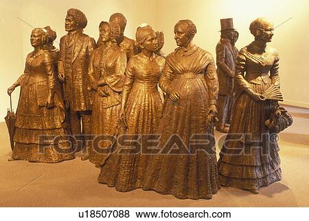 Seneca Falls, NY, New York, Finger Lakes, A statue of the women's movement is displayed at the Women's Rights National Historical Park Visitor Center in Seneca Falls. The birthplace of the women's rights movement. View Large Photo Image Stock Photo - Seneca Falls, NY, New York, Finger Lakes, A statue of the women's movement is displayed at the Women's Rights National Historical Park Visitor Center in Seneca Falls. The birthplace of the women's rights movement.. Fotosearch