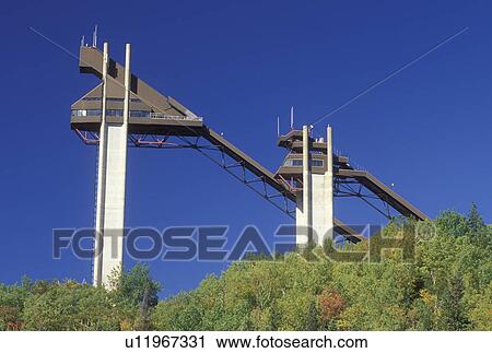 ski jump, Lake Placid, NY, The Adirondacks, New York, Ski Jump at the Olympic Complex at the resort town of Lake Placid in the autumn. View Large Photo Image Stock Image - ski jump, Lake Placid, NY, The Adirondacks, New York, Ski Jump at the Olympic Complex at the resort town of Lake Placid in the autumn.. Fotosearch
