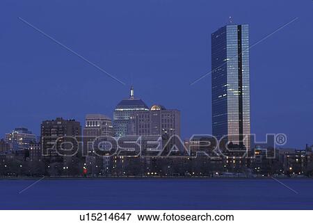 skyline, Boston, MA, Massachusetts, The John Hancock Building and skyline of downtown Boston along the Charles River in the evening. View Large Photo Image Stock Photo - skyline, Boston, MA, Massachusetts, The John Hancock Building and skyline of downtown Boston along the Charles River in the evening.. Fotosearch