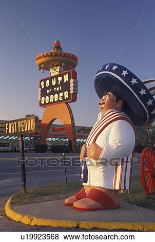 Stock Photo -  South of the Border, Fort Pedro, SC, South Carolina, NC, Fort Pedro and Statue of Pedro at the South of the Border off of I-95 the South Carolina and North Carolina border.. Fotosearch