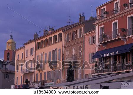St. Tropez, France, Cote d' Azur, Provence, Var, Europe, Buildings along the waterfront in Saint Tropez in the evening on the Mediterranean Sea. View Large Photo Image Stock Image - St. Tropez, France, Cote d' Azur, Provence, Var, Europe, Buildings along the waterfront in Saint Tropez in the evening on the Mediterranean Sea.. Fotosearch