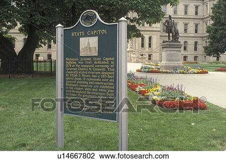 State Capitol, Lansing, MI, Michigan, Historical sign outside the Michigan State Capitol Building in the capital city of Lansing. View Large Photo Image Stock Image - State Capitol, Lansing, MI, Michigan, Historical sign outside the Michigan State Capitol Building in the capital city of Lansing.. Fotosearch