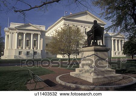 Stock Image -  State Capitol, Richmond, VA, State House, Virginia, Statue on Capitol Square at The Virginia State Capitol in the capital city of Richmond.. Fotosearch