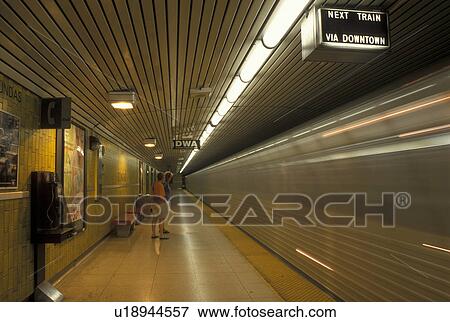 Stock Photo -  subway, Toronto, Canada, Ontario, Dundas Subway Station in Toronto. . Fotosearch