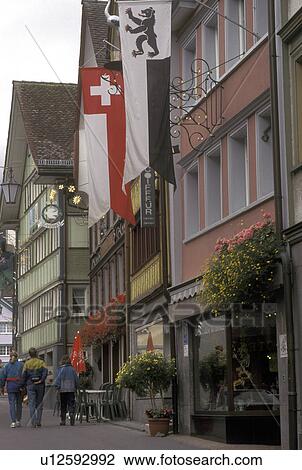 Switzerland, Appenzell, Europe, Downtown Appenzell. View Large Photo Image Stock Image - Switzerland, Appenzell, Europe, Downtown Appenzell.. Fotosearch