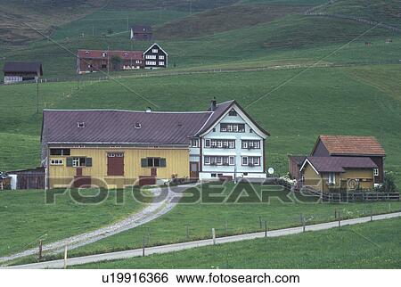 Switzerland, Appenzell, Europe, View of typical farms in Appenzell. View Large Photo Image Stock Photograph - Switzerland, Appenzell, Europe, View of typical farms in Appenzell.. Fotosearch