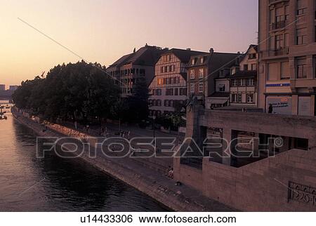 Switzerland, Basel, Basle, Waterfront along the Rhine River in the city of Basel-Stadt. View Large Photo Image Stock Photograph - Switzerland, Basel, Basle, Waterfront along the Rhine River in the city of Basel-Stadt.. Fotosearch