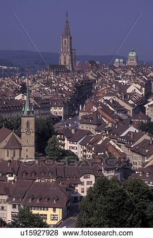 Switzerland, Berne, Bern, View of the city of Bern's Old Town. View Large Photo Image Stock Photo - Switzerland, Berne, Bern, View of the city of Bern's Old Town.. Fotosearch