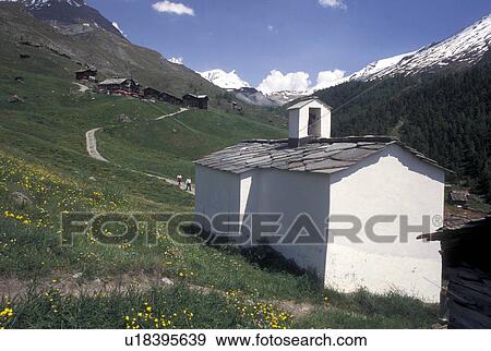 Switzerland, chapel, Valais, Alps, Findeln, Small chapel in the mountain village of Findeln above Zermatt in the Swiss Alps. View Large Photo Image Stock Photo - Switzerland, chapel, Valais, Alps, Findeln, Small chapel in the mountain village of Findeln above Zermatt in the Swiss Alps.. Fotosearch