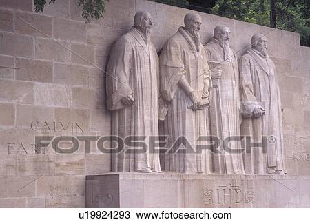Switzerland, Geneva, Reformation Monument of Beze, Calvin, Farel and Knox along the Promenade des Bastions in the city of Geneva. View Large Photo Image Stock Image - Switzerland, Geneva, Reformation Monument of Beze, Calvin, Farel and Knox along the Promenade des Bastions in the city of Geneva.. Fotosearch