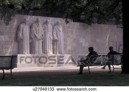 Switzerland, Geneva, Reformation Monument of Beze, Calvin, Farel and Knox along the Promenade des Bastions in the city of Geneva. View Large Photo Image Stock Image - Switzerland, Geneva, Reformation Monument of Beze, Calvin, Farel and Knox along the Promenade des Bastions in the city of Geneva.. Fotosearch
