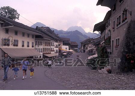 Switzerland, Gruyeres, Fribourg, Scenic village of Gruyeres in the Canton of Fribourg. View Large Photo Image Stock Photo - Switzerland, Gruyeres, Fribourg, Scenic village of Gruyeres in the Canton of Fribourg.. Fotosearch