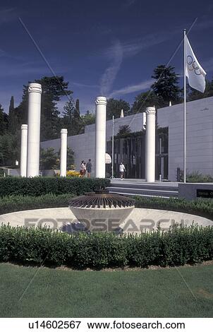 Stock Photo -  Switzerland, Lausanne, Ouchy, Olympic Museum, Vaud, Olympic flame at Musee Olympique in Lausanne.. Fotosearch