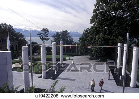 Stock Photo -  Switzerland, Lausanne, Ouchy, Olympic Museum, Vaud, Olympic Park form Musee Olympique in Lausanne. Fotosearch