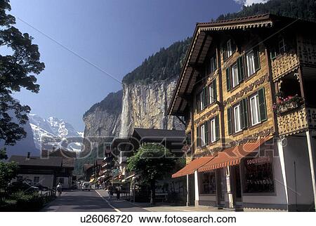 Switzerland, Lauterbrunnen, Bern, Bernese Alps, Bernese Oberland, Europe, Scenic village of Lauterbrunnen in the Bernese Alps. View Large Photo Image Stock Image - Switzerland, Lauterbrunnen, Bern, Bernese Alps, Bernese Oberland, Europe, Scenic village of Lauterbrunnen in the Bernese Alps.. Fotosearch
