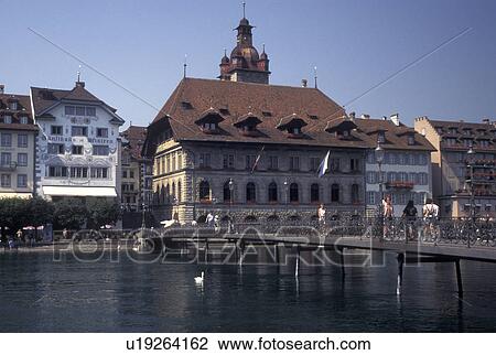 Switzerland, Luzern, Lucerne, Europe, Scenic view of Luzern along the Reuss River. View Large Photo Image Stock Image - Switzerland, Luzern, Lucerne, Europe, Scenic view of Luzern along the Reuss River.. Fotosearch