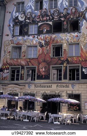 Switzerland, Luzern, Lucerne, Europe, Painting on Fritschi restaurant wall in downtown Luzern. View Large Photo Image Stock Image - Switzerland, Luzern, Lucerne, Europe, Painting on Fritschi restaurant wall in downtown Luzern.. Fotosearch